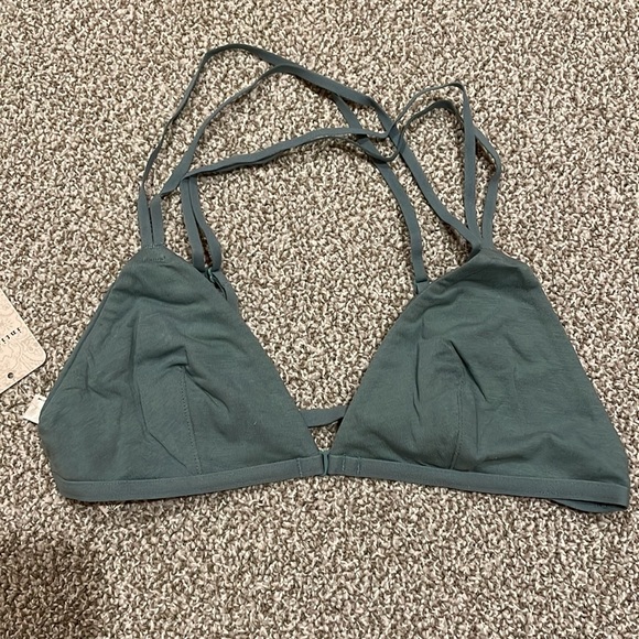 NWT Free People Perfect Pima Bralette XS Bra, X Back, Adjustable Straps, Teal - Picture 3 of 5